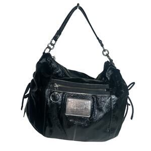Coach C1089-15790 Black Patent Leather Hobo Shoulder Bag Zip Pocket